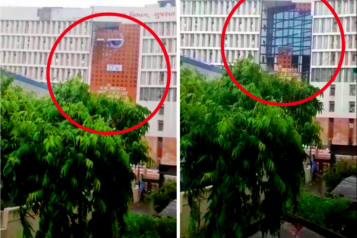 Tauktae cyclone महाराष्ट्रानंतर गुजरातला हादरा, रुग्णालयाबाहेरील भली मोठी भिंत अचानक कोसळली, पाहा Video