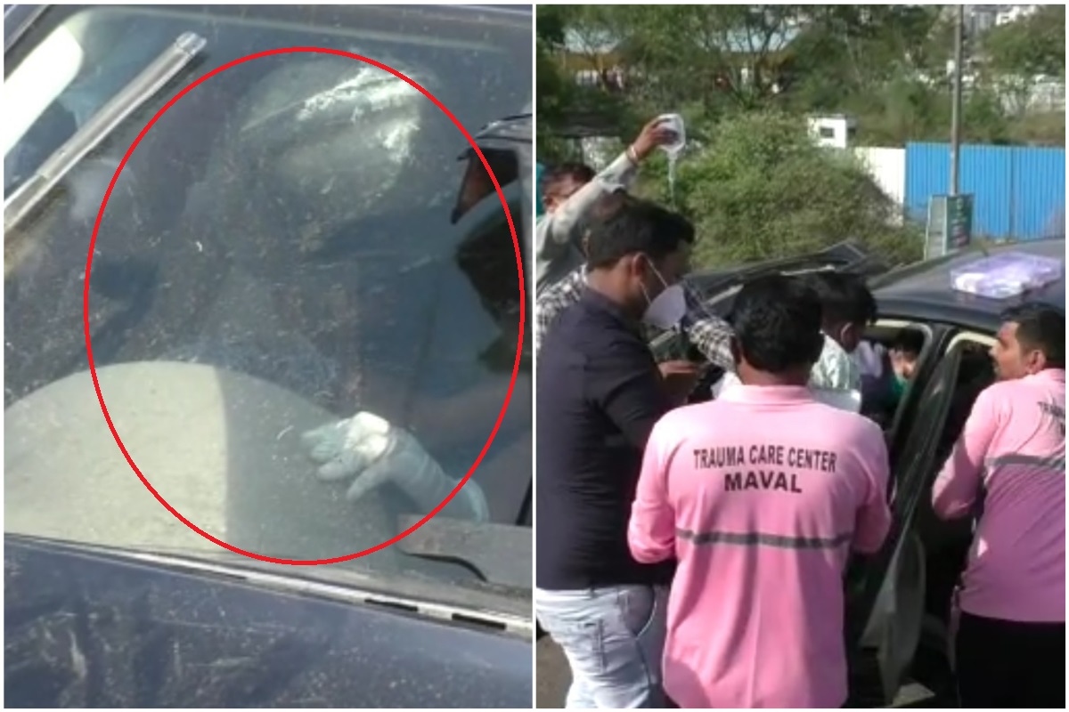 VIDEO: मुंबई-पुणे महामार्गावर अतिवेगाने जाणाऱ्या मर्सिडीज कारला भीषण अपघात