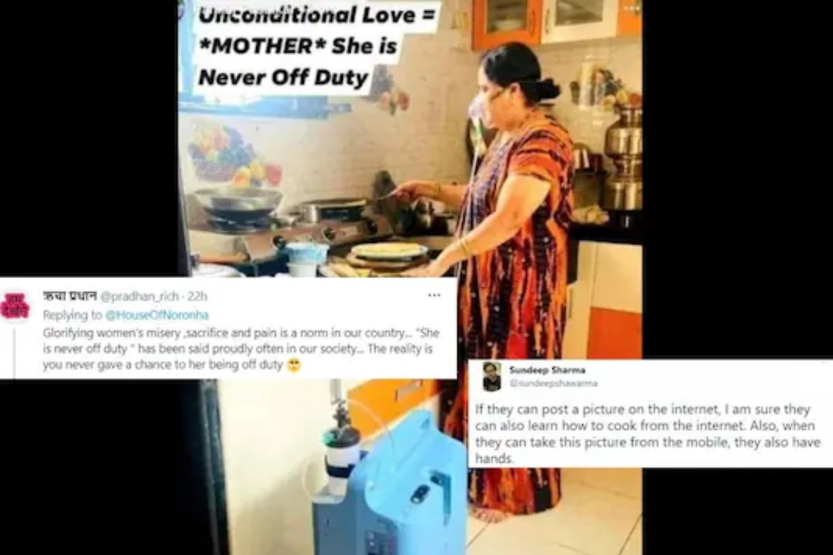 आईला कधीच सुट्टी नाही का? स्वयंपाक बनवताना दिसली ऑक्सिजन सपोर्टवरील महिला, PHOTO पाहून नेटकरीही थक्क