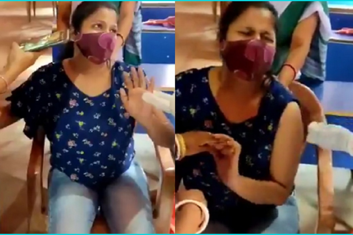 सुई पाहून तरुणीची आरडाओरड! 4-5 जणांनी ट्रीक वापरून दिली लस, भावानेच VIRAL केला VIDEO