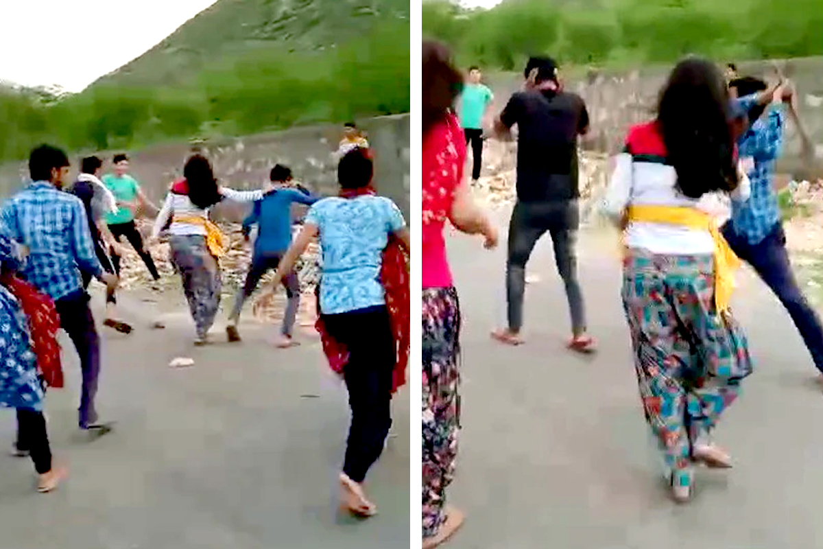 छेड काढणाऱ्या रोड रोमियोंना तरुणींनी शिकवली अद्दल, भर रस्त्यातच केली सगळ्यांची धुलाई