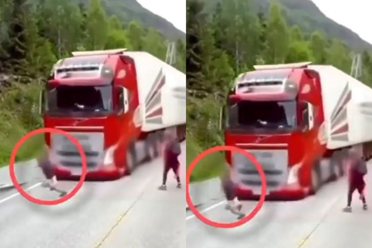 रस्ता ओलांडत होता चिमुकला, इतक्यात भरधाव वेगात आला ट्रक आणि...; काळजाचा ठोका चुकवणारा VIDEO