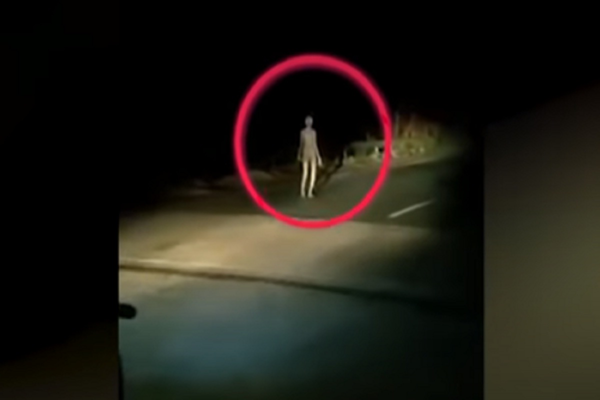 बापरे..! रस्त्यावर दिसलेली ती आकृती भूत आहे की एलियन, धक्कादायक VIDEO व्हायरल