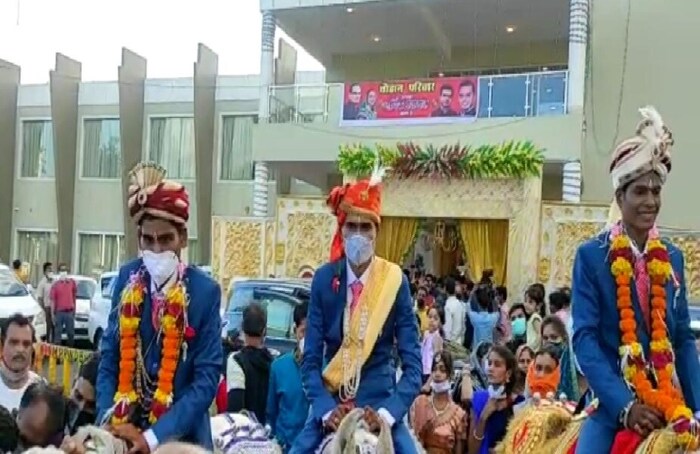 मुख्यमंत्री शिवराजसिंह चौहान यांनी स्वतः नवरदेवाच्या वरातीचं स्वागत केले. वऱ्हाड घेऊन तीनही वर मंदिराच्या आवारात पोहोचताच सीएम शिवराज, कार्तिकेय आणि कुणाल यांनी त्यांचं स्वागत केलं.