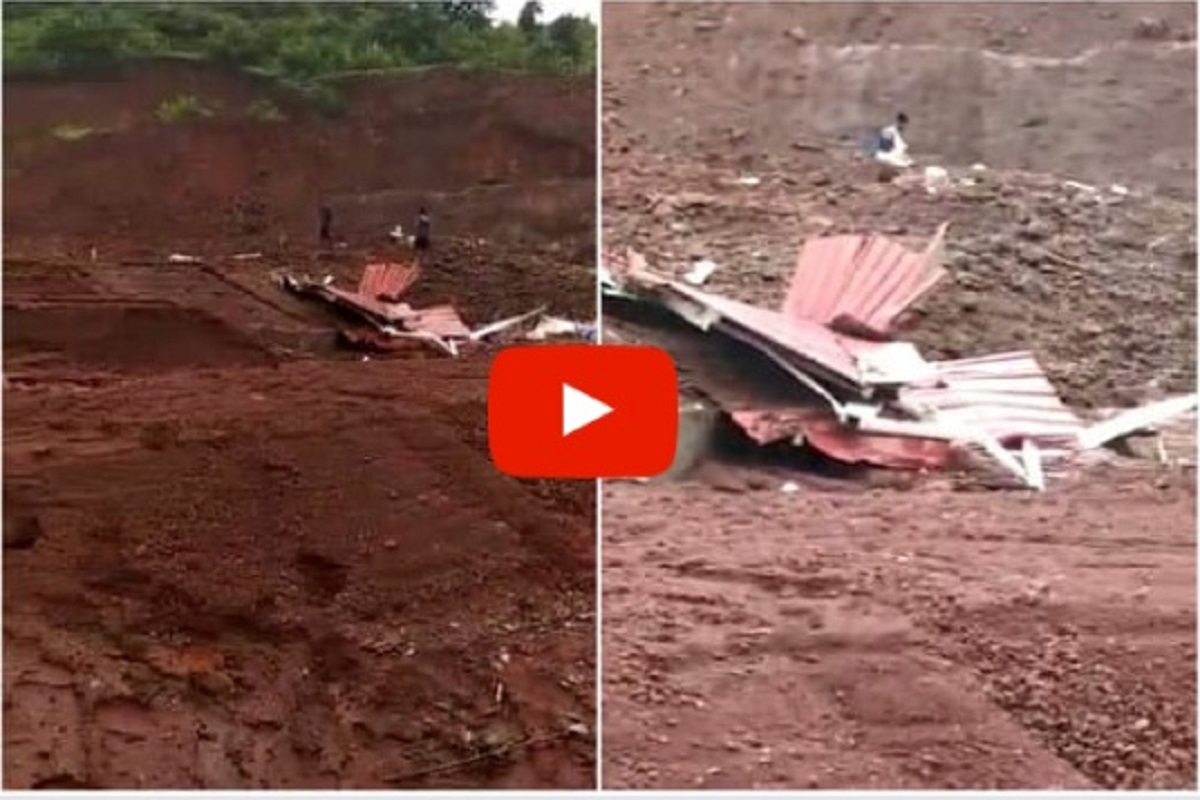 भयंकर! कोल्हापुरात पेट्रोप पंपवर दरड कोसळली; अख्खाच्या अख्खा पंप मातीच्या ढिगाऱ्याखाली, पाहा VIDEO