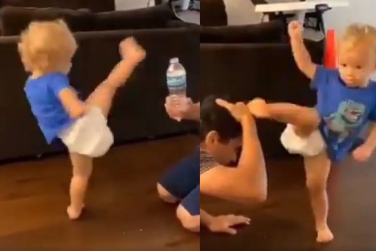 VIDEO: चिमुकल्याच्या स्टंटचा इंटरनेटवर धुमाकूळ; फ्लाईंग किकमुळे होतीये अक्षय कुमारशी तुलना