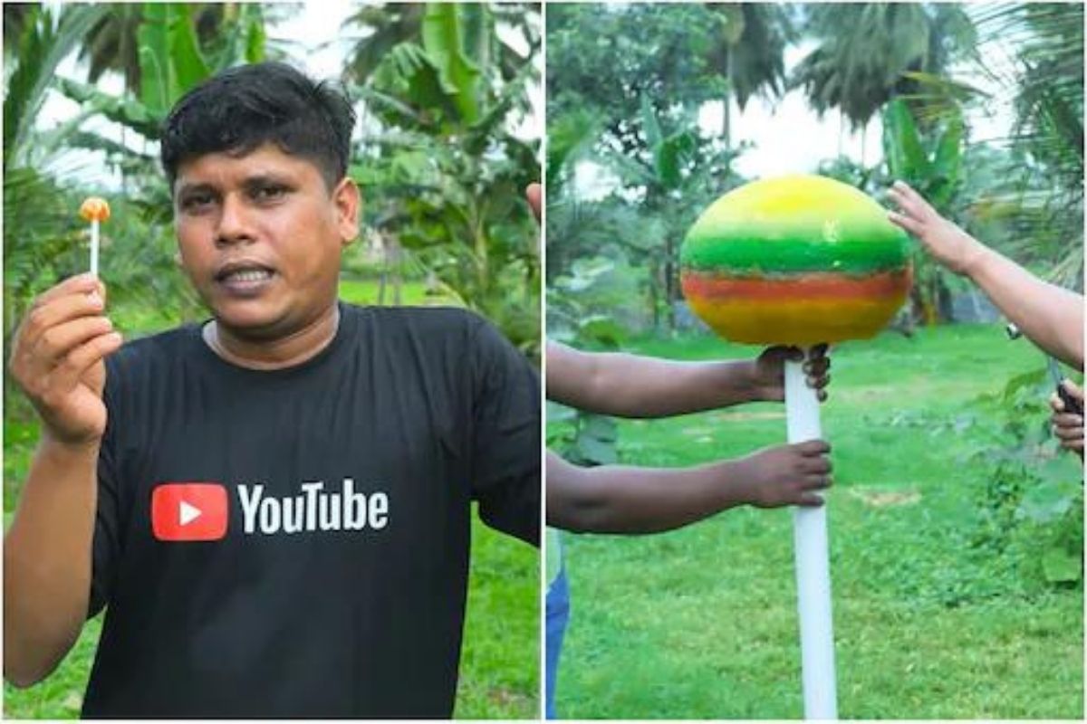 अबब! तब्बल 25 किलोचा लॉलिपॉप; कसा बनवला आणि खायचा कसा पाहा VIDEO