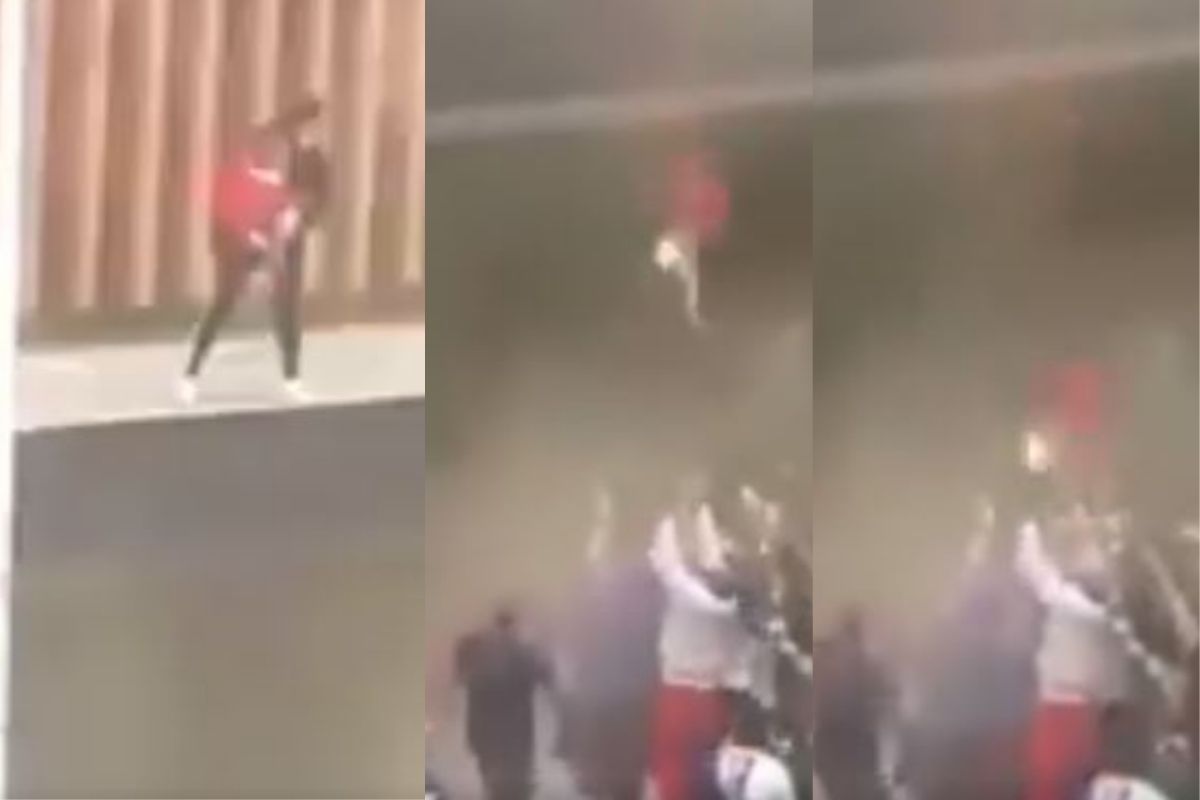 आगीच्या भीतीनं आईनं इमारतीवरुन खाली फेकलं बाळ अन्...; काळजाचा ठोका चुकवणारा VIDEO