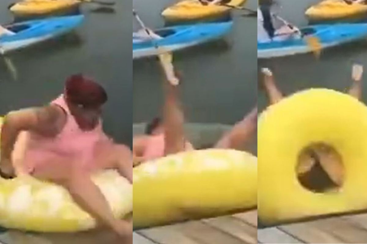 पोहण्यासाठी स्विमिंग पुलमध्ये उतरलेल्या महिलेसोबत घडलं भलतंच; VIDEO पाहून पोट धरून हसाल