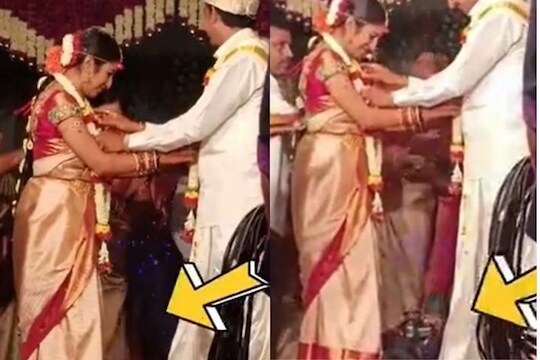 अरेच्चा! नवरी अन् नवरदेवाच्या मध्ये हे तिसरंच कोण? VIDEO पाहून तुम्हालाही पडेल प्रश्न