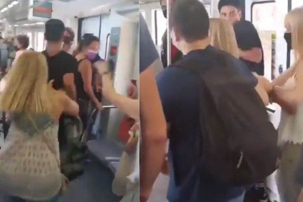 VIDEO: मास्कशिवाय ट्रेनमध्ये चढलेल्या युवकाला तरुणींनी घडवली अद्दल; आधी धक्का दिला आणि मग...