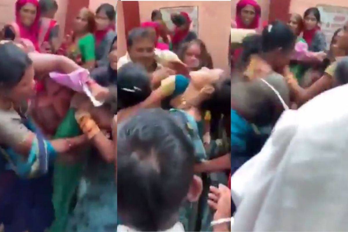 लसीकरण केंद्रावरच महिलांनी एकमेकींना अक्षरशः धुतलं; तुंबळ हाणामारीचा VIDEO व्हायरल