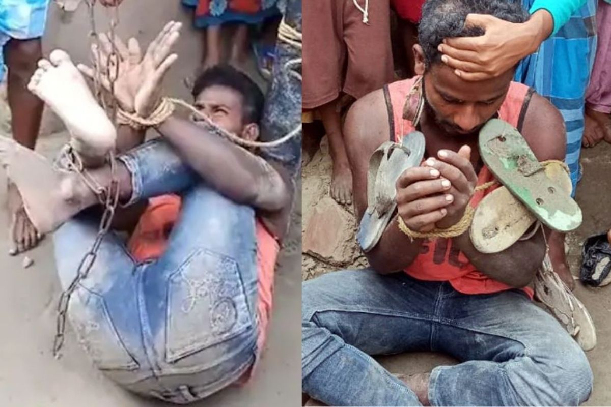 पत्नीसोबत ते एक कृत्य करणं भोवलं; युवकाची सासरच्यांनी केली धुलाई, गळ्यात घातला चपलांचा हार