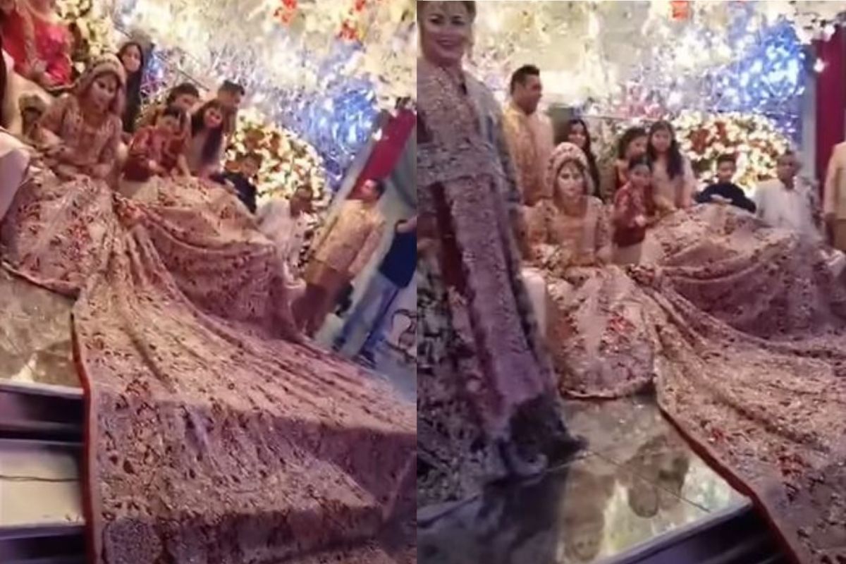 भलतीच हौस! लग्नात नवरीबाईनं घातला 100 किलोचा लेहंगा; VIDEO पाहून चक्रावले नेटकरी