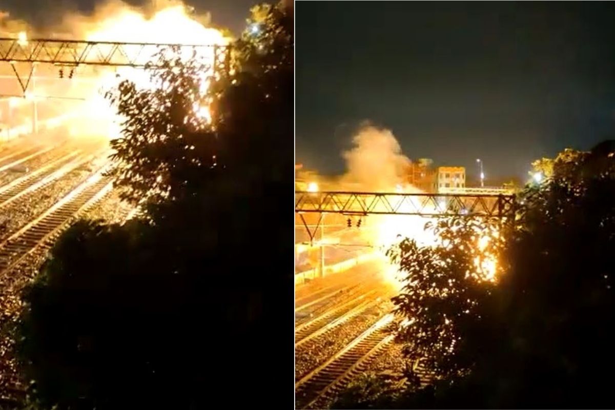 क्षणार्धात आगीनं धारण केलं रौद्ररुप; रेल्वे स्टेशनवरील थरारक घटनेचा VIDEO आला समोर