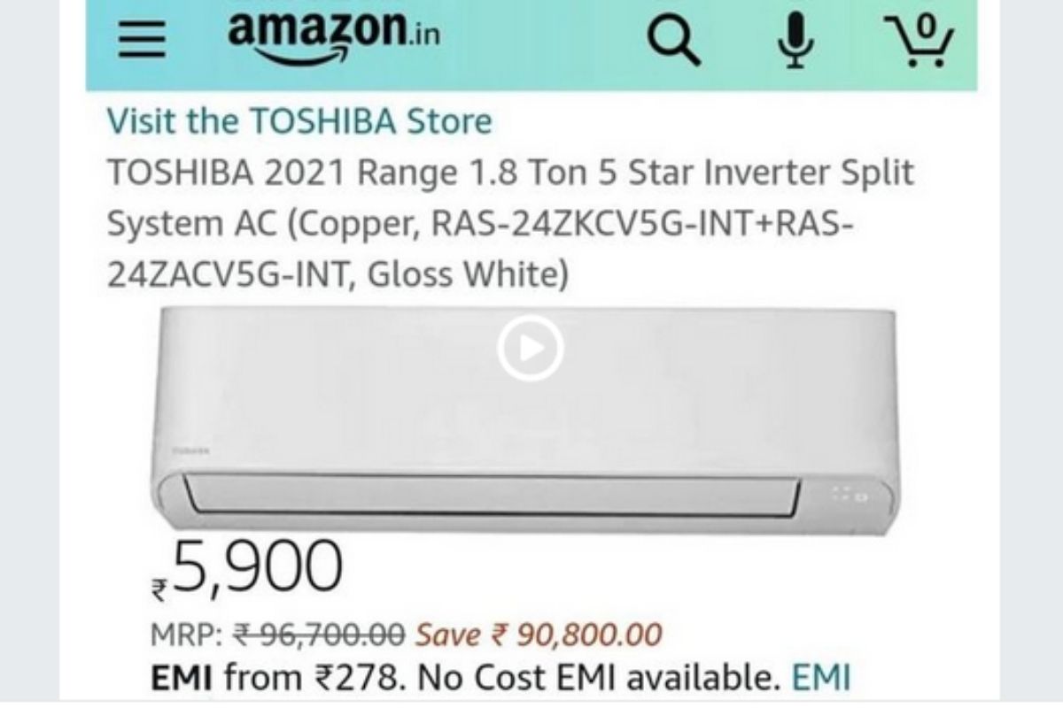 खरं की खोटं? Amazon वर मोठी सवलत; 1 लाखांचा AC अवघ्या 6 हजारात, 278 रुपयांचं EMI