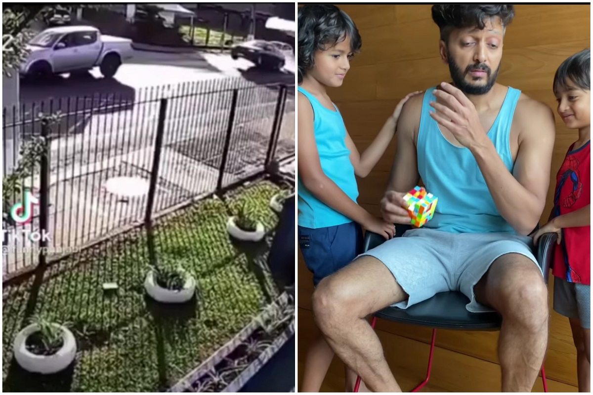 मुलांनी 'बाबा आई आली' ओरडताच रितेशला बसला धक्का; जेनेलियाच्या 'तोडफोड' ड्रायव्हिंगचा VIDEO केला शेअर