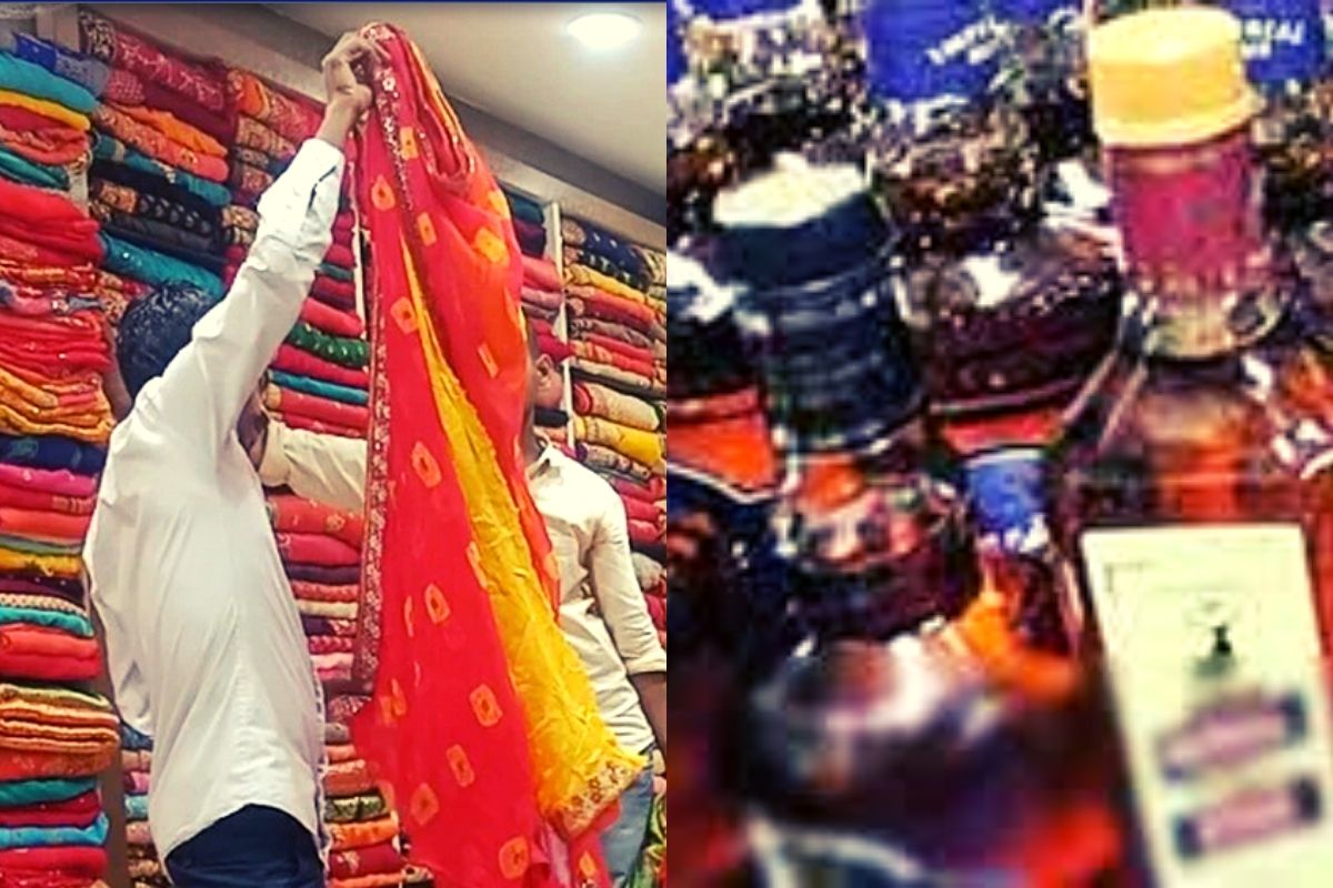 महागड्या साड्यांसोबत ब्रँडेड दारूच्या बाटल्या; कपड्यांच्या प्रसिद्ध शोरूममध्ये घडला हा प्रकार