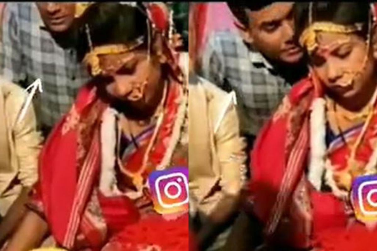 मंडपातच गाढ झोपली नवरीबाई; नवरदेव सोडून तिसऱ्यानंच घेतला फायदा, KISS करतानाचा Video Viral