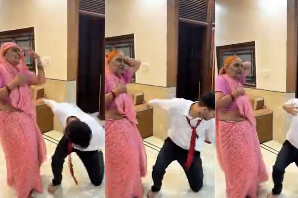 आजी अन् नातवानं धरला गाण्यावर ठेका; व्हायरल होतोय भन्नाट डान्स VIDEO