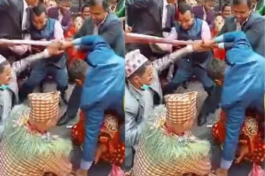 VIDEO: कपड्यावरुन लग्नातच भिडले दोन पक्ष; अक्षरशः धाडकन नवरीच्या अंगावर कोसळले अन्...