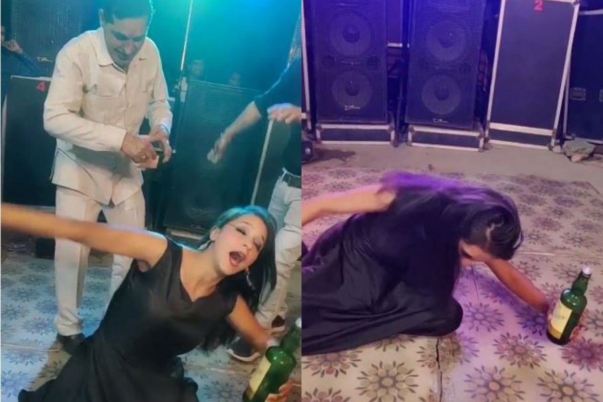 हिला कोणीतरी आवरा! दारुची बाटली हातात घेऊन तरुणीनं घातला धुमाकूळ, व्हायरल होतोय VIDEO