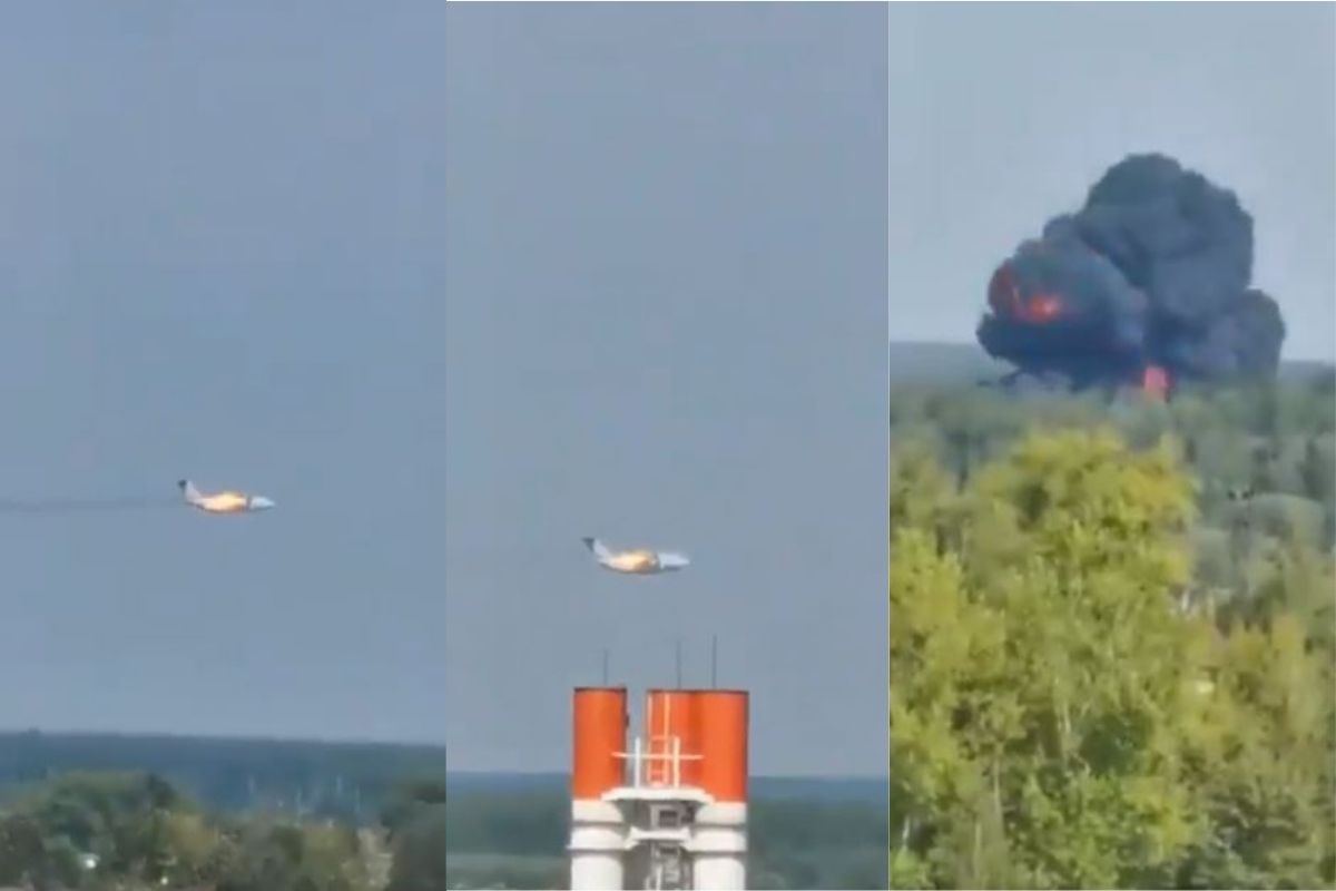 VIDEO: अचानक हवेतच लष्काराच्या विमानानं घेतला पेट; कॅमेऱ्यात कैद झाला तो थरारक क्षण