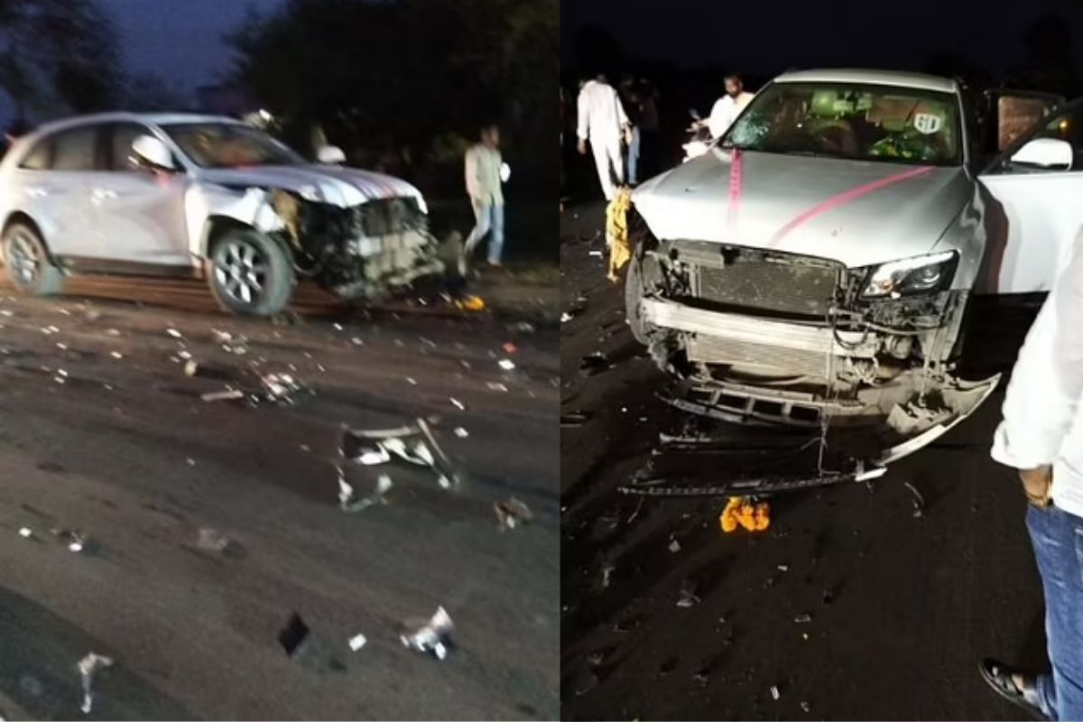 दुचाकीला धडक देणारी अलिशान कार ही परळी नगर परिषदेच्या माजी नगराध्यक्षाच्या मुलाची असल्याची चर्चा आहे. (फोटो-साम टीव्ही)