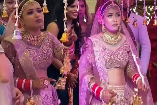 लग्नात गुलाबी नवरी रागाने लालबुंद झाली.