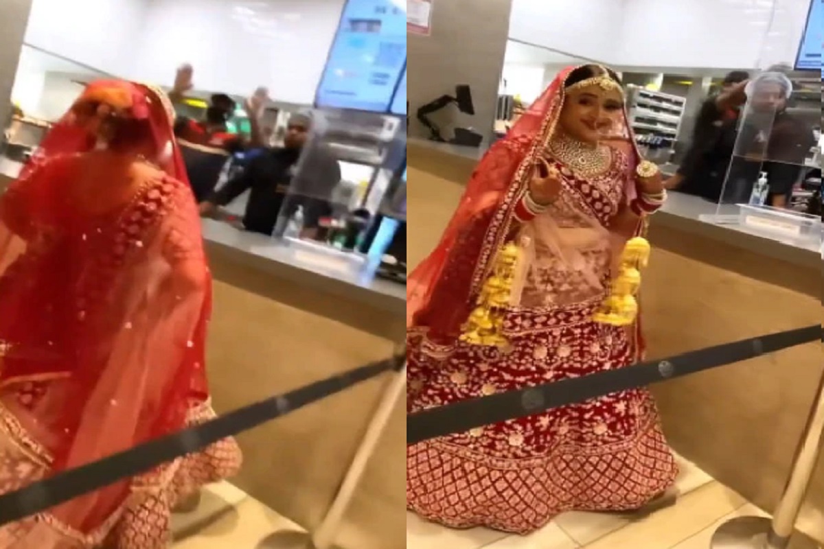 लग्नाच्या दिवशीही नवरीला आवरला नाही बर्गर खाण्याच मोह (फोटो सौजन्य - इन्स्टाग्राम व्हिडीओ ग्रॅब)