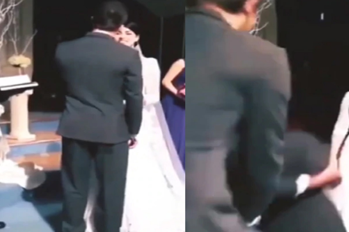 अरे बापरे! नवरीला किस करताच बेशुद्ध झाला नवरा, धाडकन स्टेजवर कोसळला; पाहा VIDEO