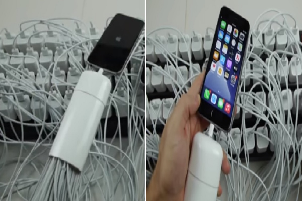 एक-दोन नाही, तर तब्बल 100 चार्जरने चार्ज केला iPhone, पुढे नेमकं काय झालं...पाहा VIDEO