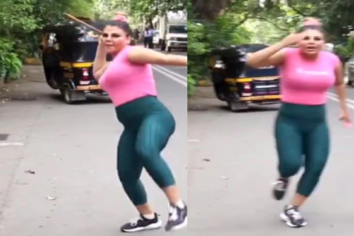 Javelin throw च्या नादात राखी सावंतने फोडलं एकाचं डोकं; मुंबईच्या रस्त्यावरच करत होती सराव