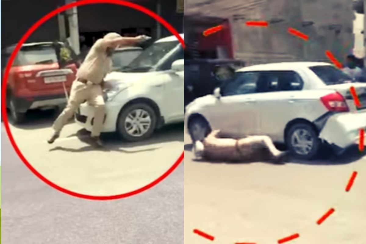 Shocking Video : 15 ऑगस्टच्या पूर्वसंध्येला बंदोबस्तादरम्यान पोलीस कर्मचाऱ्याला गाडीने चिरडण्याचा प्रयत्न
