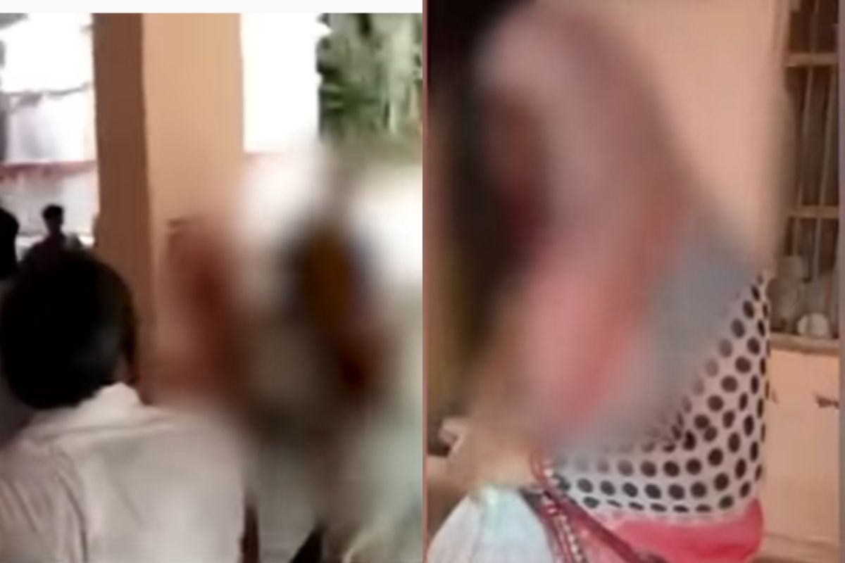 मंदिरात पुजाऱ्यासोबत आढळली महिला; नागरिकांनी दोघांना बाहेर काढून केली मारहाण, Video Viral