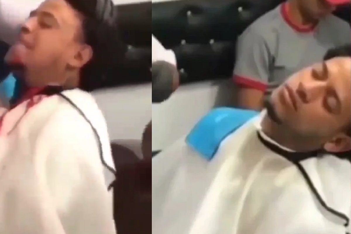 सलूनमध्ये दाढी करता करता हादरला तरुण, जागीच बेशुद्ध झाला; नेमकं काय घडलं पाहा VIDEO