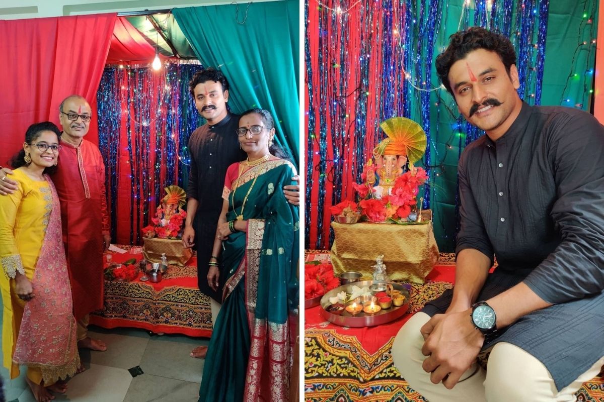'बाळूमामा' फेम सुमित पुसावळेच्या घरीही बाप्पाचं आगमन झालं आहे. घरात अतिशय अभिनेत्याच्या चेहऱ्यावर आनंद स्पष्ट दिसत आहे. 