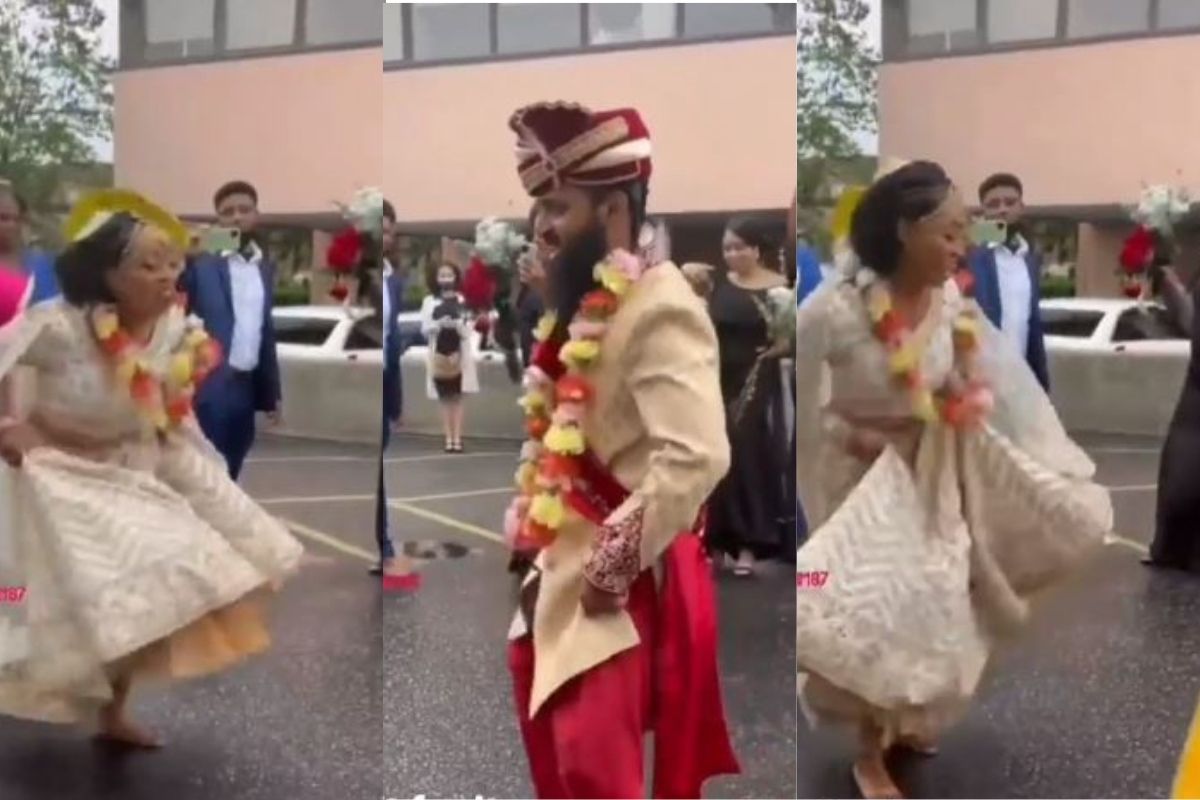 रस्त्यावरच आऊट ऑफ कंट्रोल झाले नवरी-नवरदेव; विचित्र डान्सचा VIDEO व्हायरल