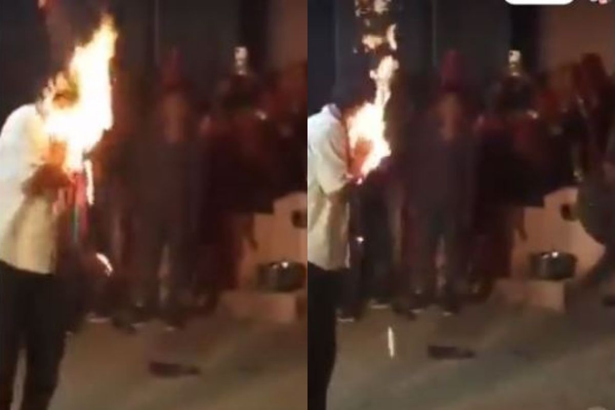 आगीसोबत स्टंट करणं पडलं महागात; अचानक भडका उडाला अन्..., पाहा Shocking Video