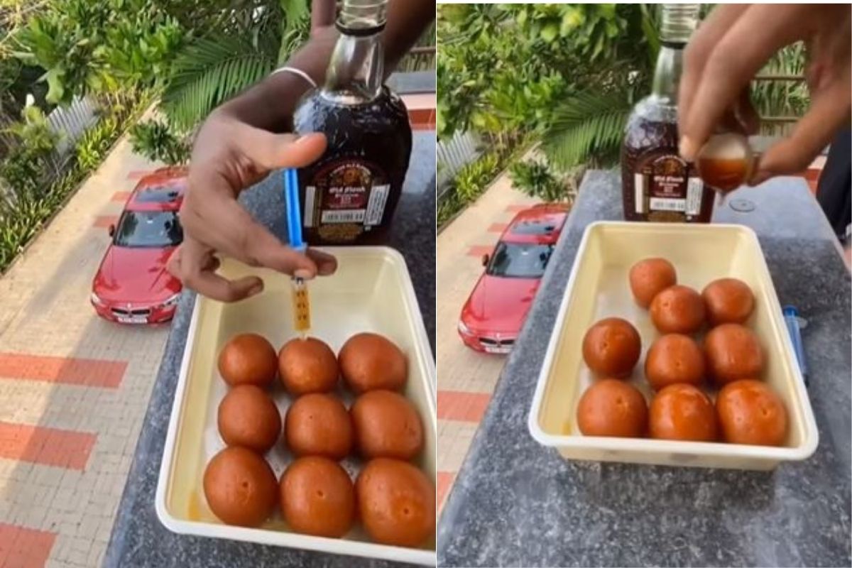 VIDEO: दारूड्यानं चक्क गुलाबजामला दिलं नशेचं इंजेक्शन; पाहा पुढे काय घडलं