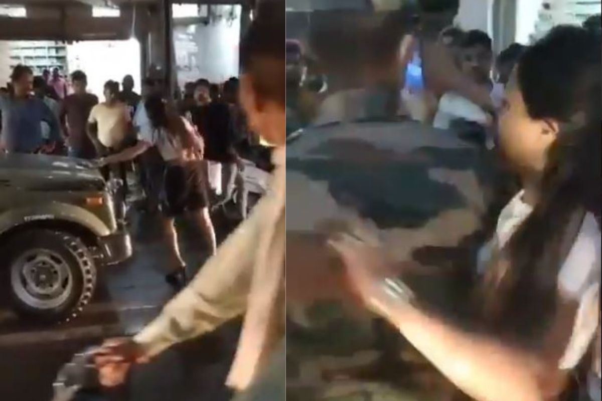 नशेत मॉडेलचा रस्त्यावरच धिंगाणा; सैन्याची जिप्सी अडवून जवानाला धक्काबुक्की, संतापजनक VIDEO