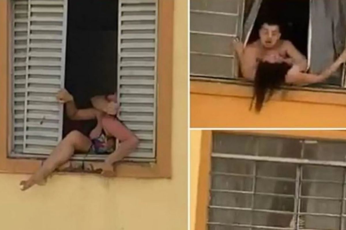 पतीपासून बचावासाठी खिडकीतून उडी घेताना दिसली गरोदर महिला; इंटरनेटवर व्हायरल होतोय Photo