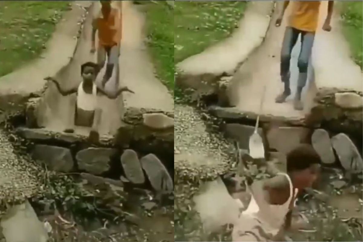 खेळता-खेळता घसरला अन् थेट दगडावर जाऊन आदळला; चिमुकल्याचा VIDEO होतोय व्हायरल