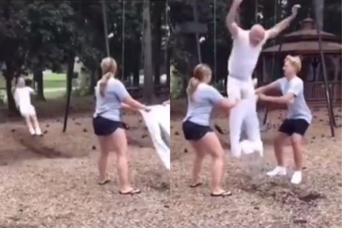 झोका खेळतानाच तरुणानं अचानक घेतली उडी अन्...; हा स्टंट VIDEO पाहून व्हाल अवाक