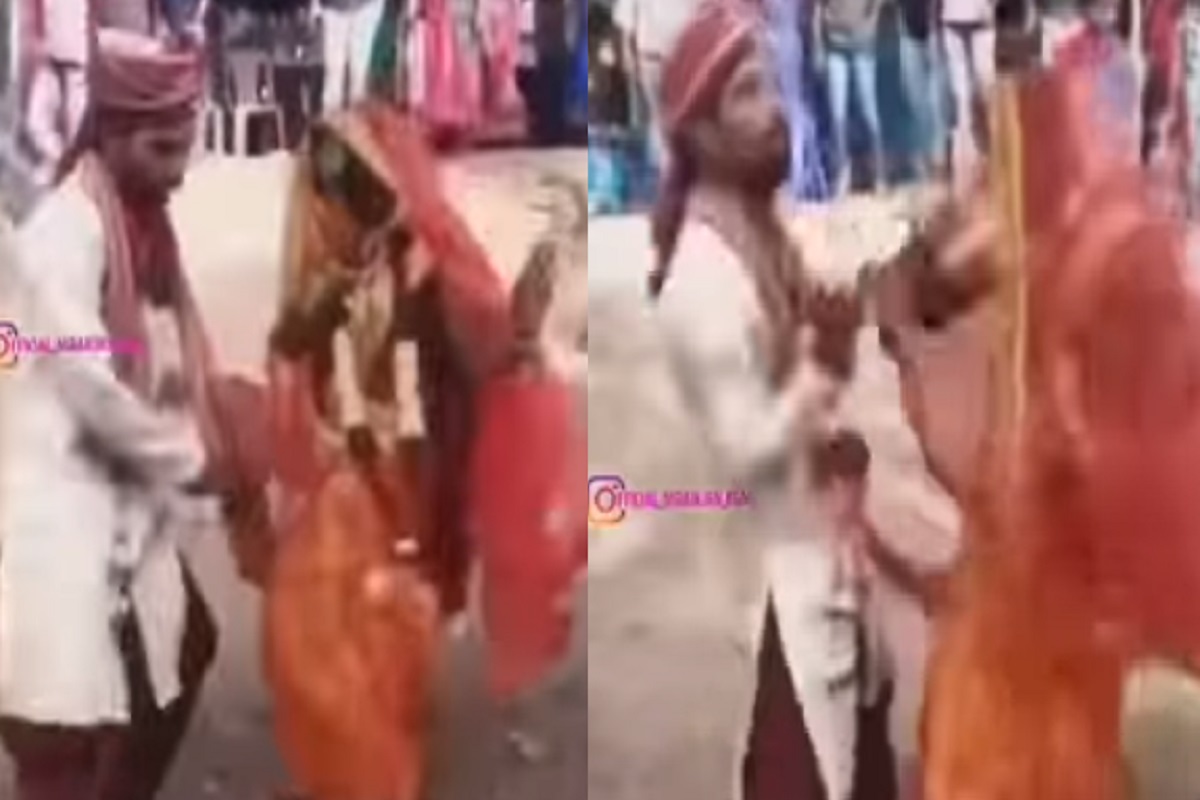लग्नानंतर नवरा-नवरी झाले आऊट ऑफ कंट्रोल; भररस्त्यातच घातला धिंगाणा; VIDEO VIRAL