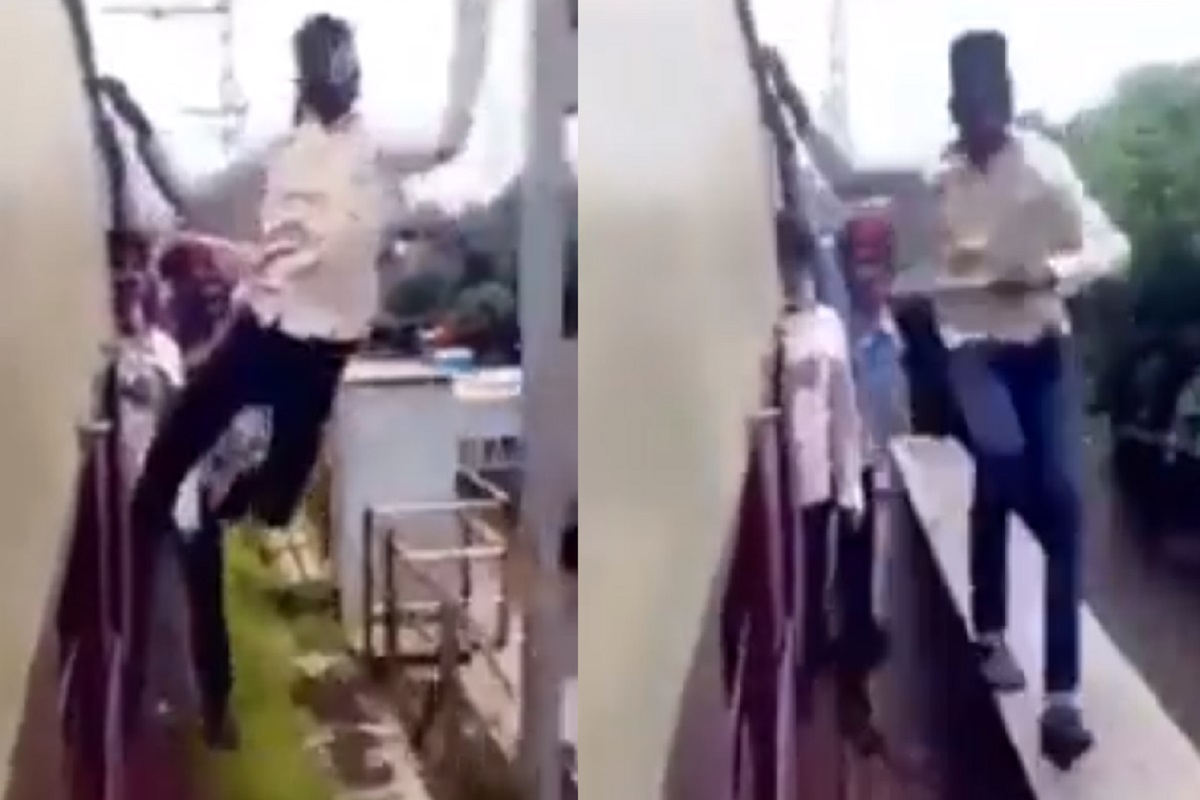 धाडसीपणा नव्हे मूर्खपणा! भरधाव ट्रेनला लटकून खतरनाक स्टंट; धडकी भरवणारा VIDEO