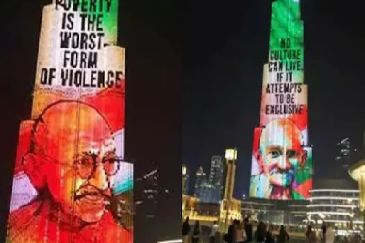 दुबईच्या 'बुर्ज खलिफा'वर झळकली महात्मा गांधींची प्रतिमा, VIDEO होतोय VIRAL