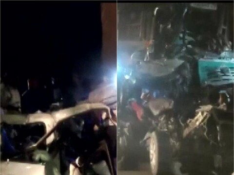 मुंबई - आग्रा महामार्गावर विचित्र अपघात, 7-8 गाड्या एकमेकांना धडकल्या, तिघांचा जागीच मृत्यू (Photo - ANI)
