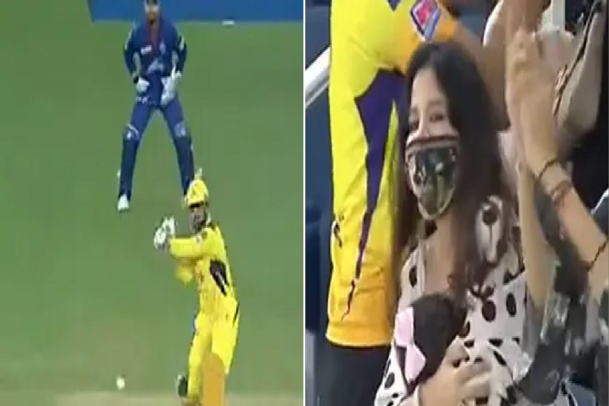 IPL 2021, DC vs CSK: धोनीची फटकेबाजी पाहून साक्षीला अश्रू अनावर! पाहा VIDEO