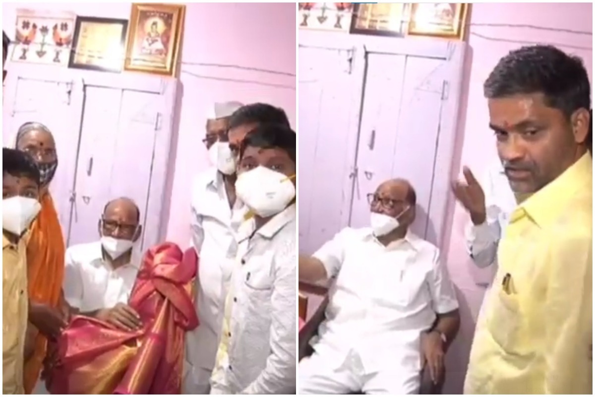 शरद पवारांनी गाठलं आमदार निलेश लंकेंच घर, छोट्याशा खोलीत खुर्चीवर बसून कुटुंबाची विचारपूस
